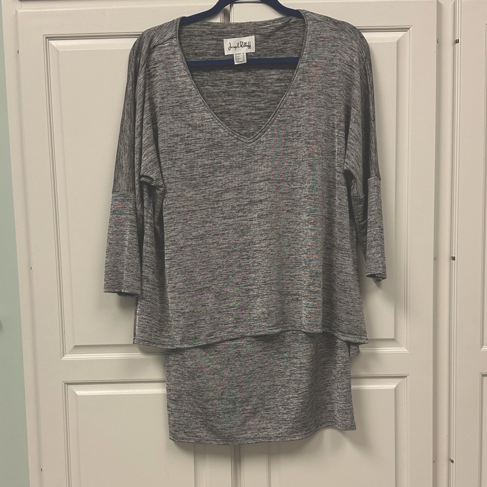 Joseph Ribkoff Gray Overlay Top SZ -12